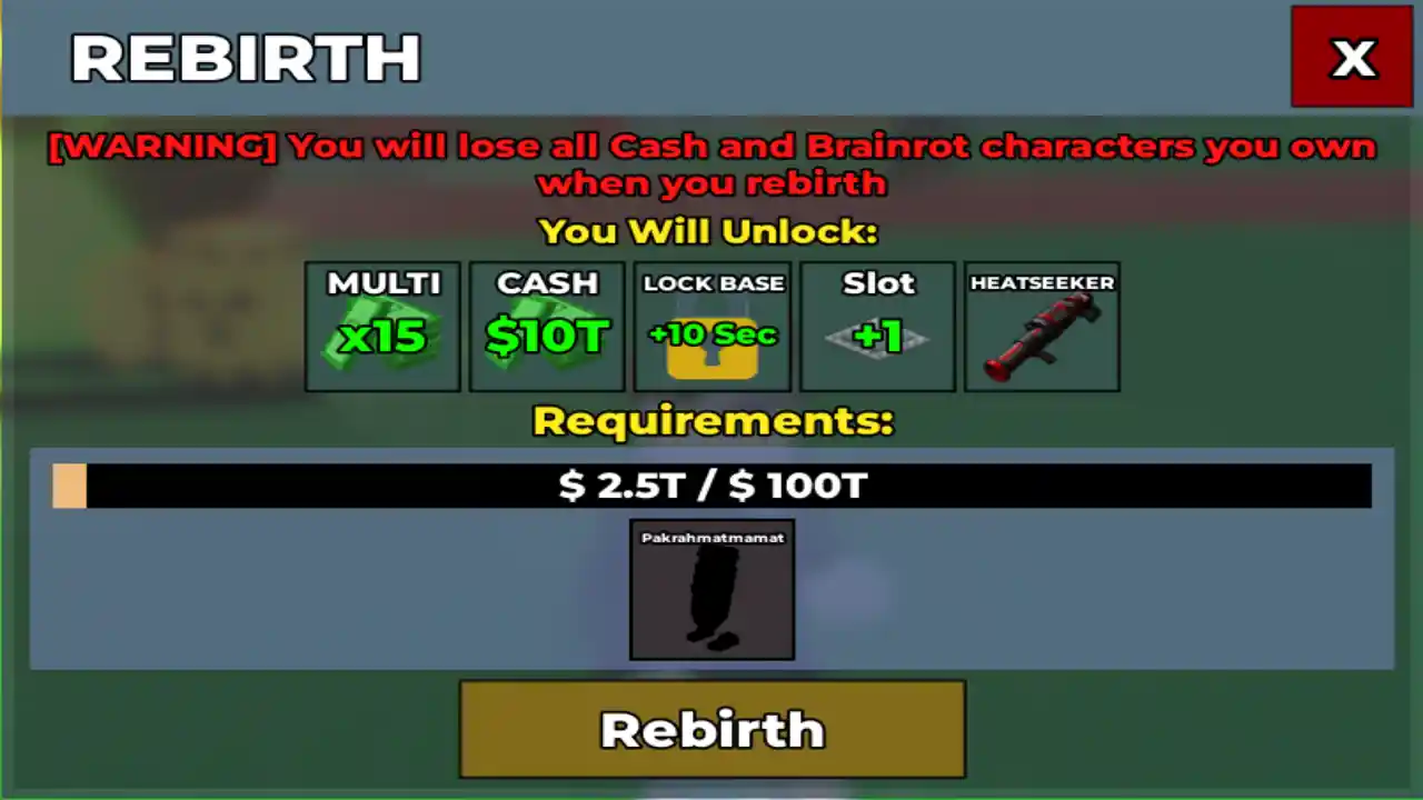 Rebirth 15 Steal a Brainrot