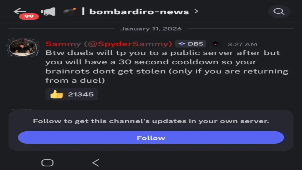 Duels Teleport Public Server Cooldown Steal a Brainrot